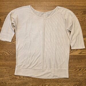 Ann Taylor LOFT Small Cream Sheer 3/4 Sleeve Blouse Shirt